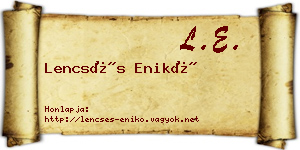 Lencsés Enikő névjegykártya